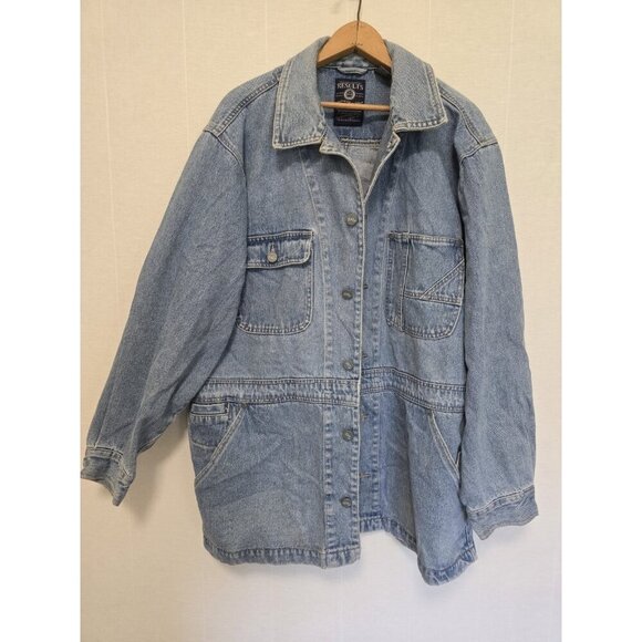 Mens 90s Vintage Denim Jean Jacket Size Large Barn Utility - Picture 1 of 7